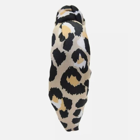 Lele Sadoughi Leopard Silk Knotted Headband Brown Cream NWOT main image 6